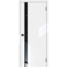 Дверь межкомнатная Леском Роял 2 Белый глянец, стекло черное, кромка